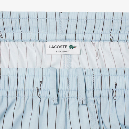 Crocodile Print Stripe Cotton Shorts
