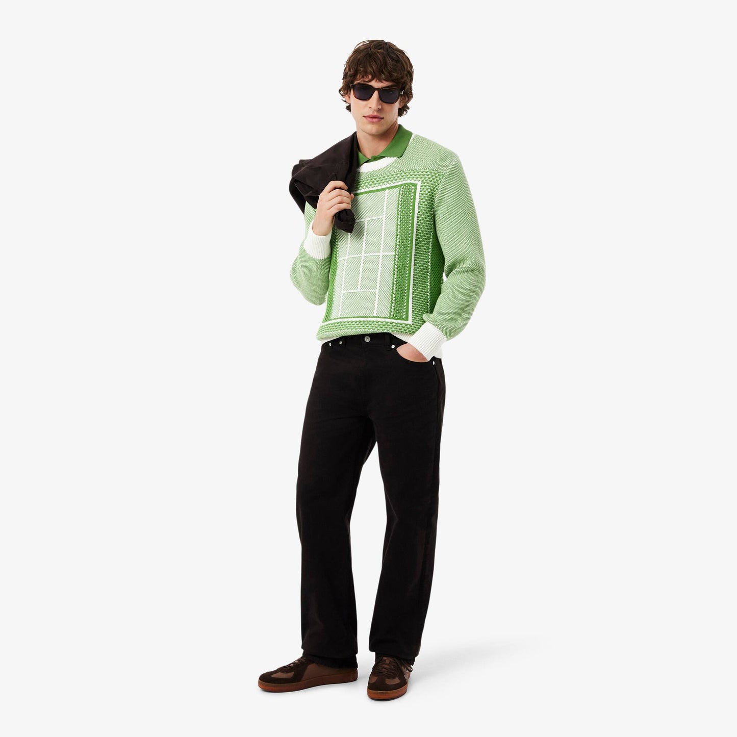 Tennis Court Graphic Jacquard Sweater