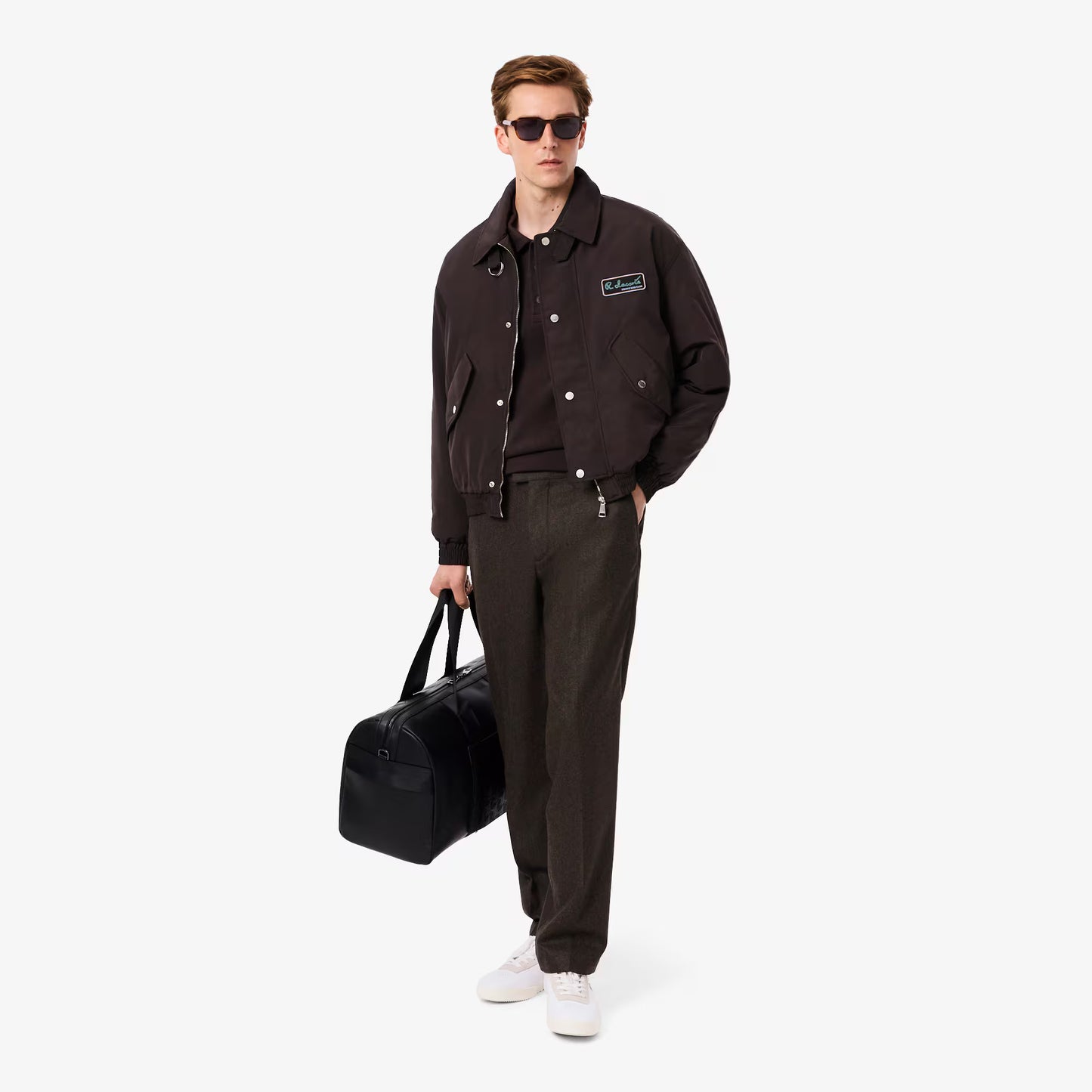 Straight Fit Chevron Wool Pants