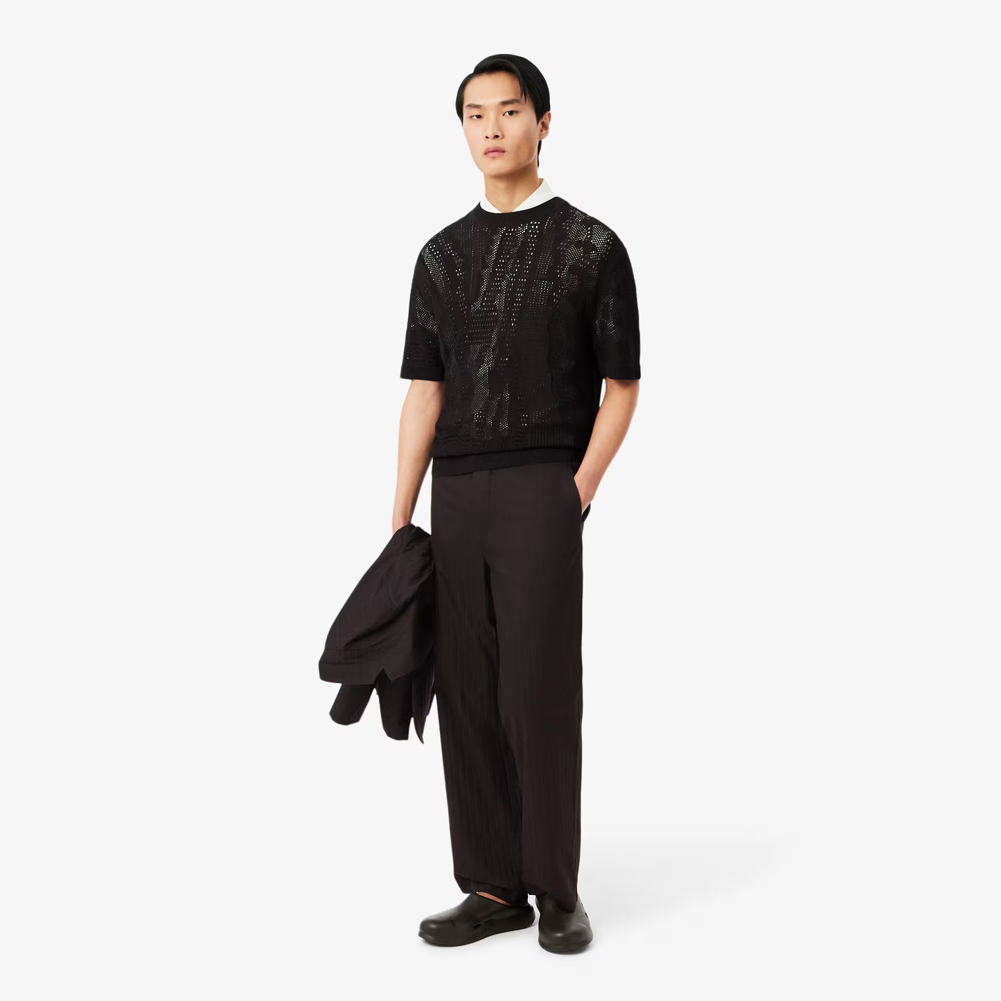 Pantalon de costume rayé en coton coupe droite