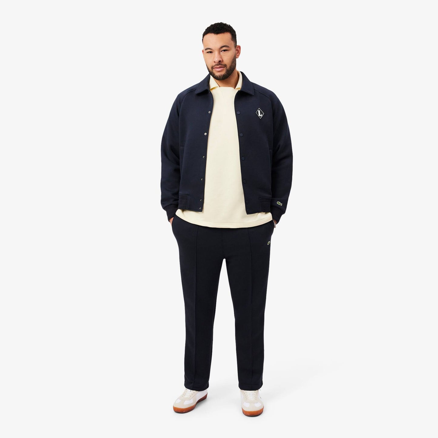 Loose Fit Badge Accent Fleece Polo Shirt