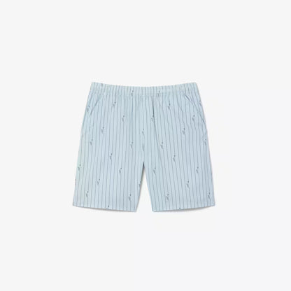Crocodile Print Stripe Cotton Shorts