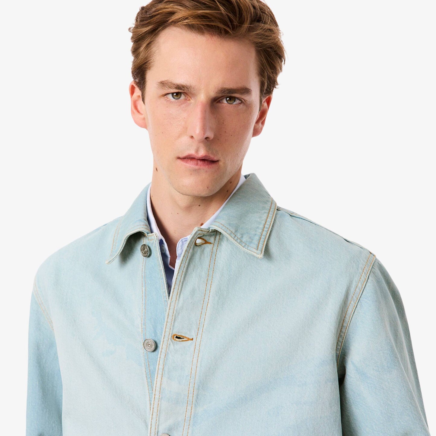 Landscape Motif Denim Overshirt