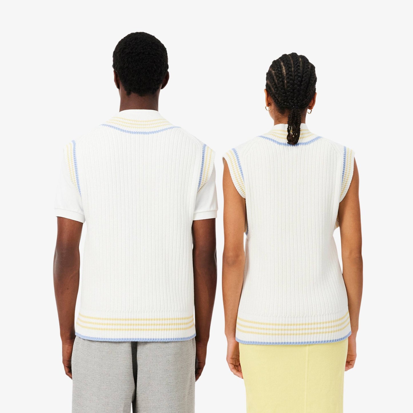 Striped Rib Knit Cotton Sweater Vest